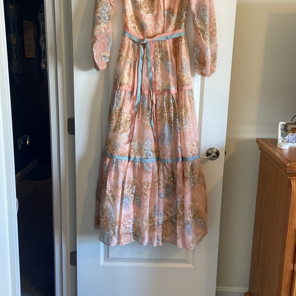 Hand made Pink floral Long Dress - Picture 2 of 5